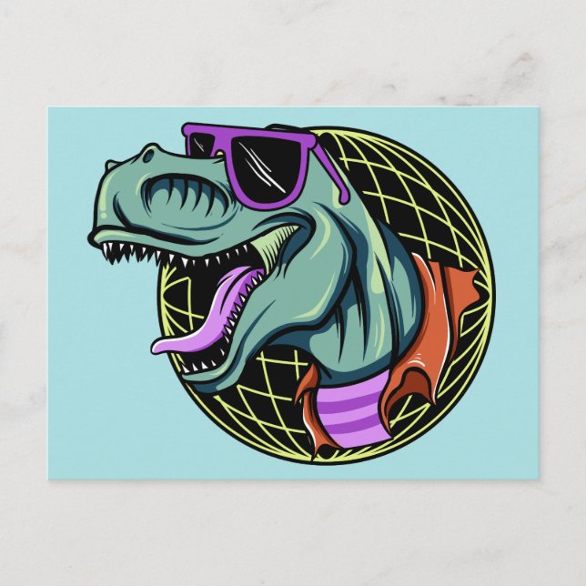 postal de Hipster T-Rex (Anverso)