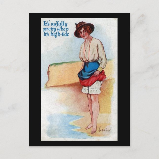 Postal de historieta antigua - marea alta (Anverso)