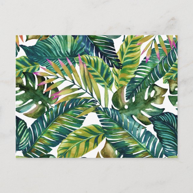 postal de hojas verdes tropicales (Anverso)
