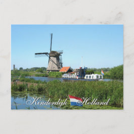 Postal de Holanda del molino de viento y del barco