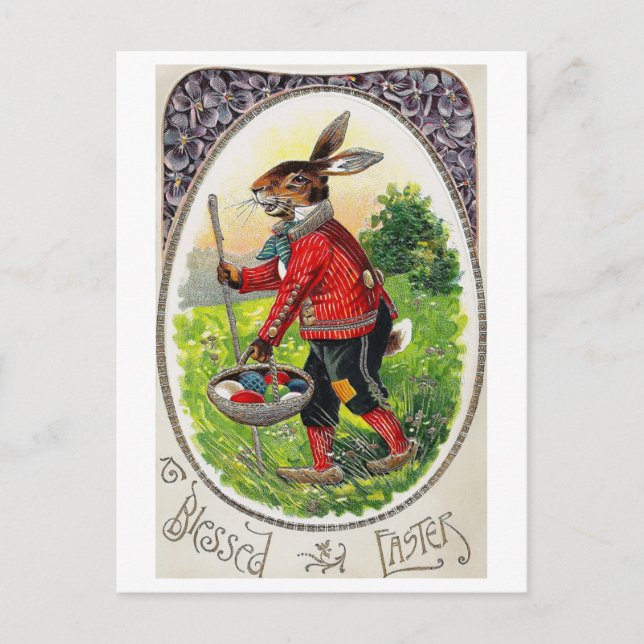 Postal de huevo de conejo de Pascua Vintage (Anverso)