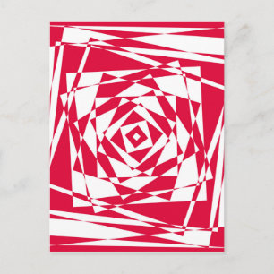 Postal de ilusión óptica de resumen blanco y rojo