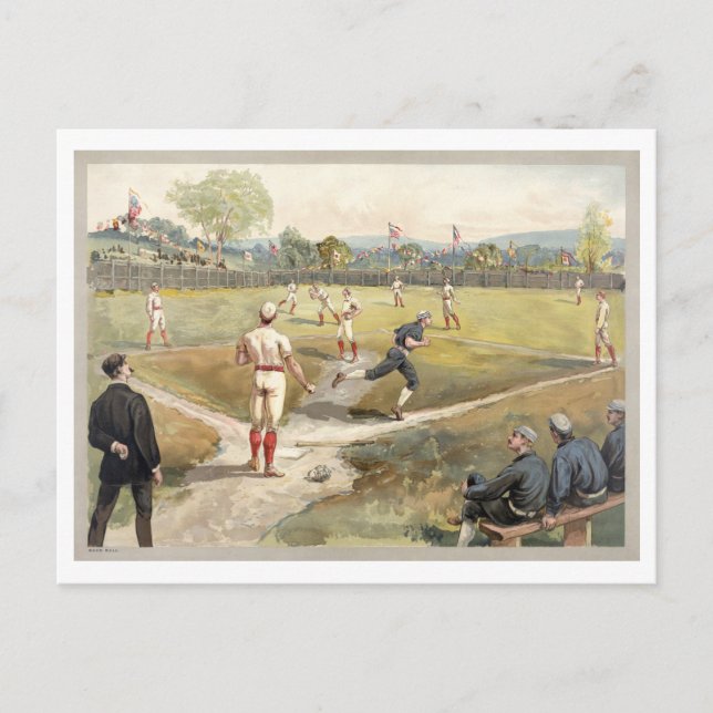 Postal de Ilustracion de Béisbol Vintage (Anverso)