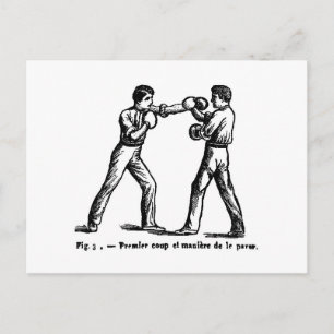 Postal de Ilustracion de boxeo antiguo