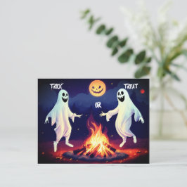 Postal de Ilustracion de Fantasmas de Baile