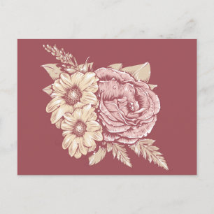 postal de Ilustracion de flores