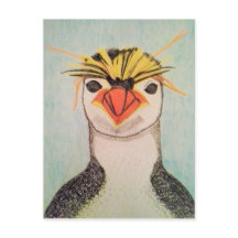 Postal de Ilustracion de pingüino corto