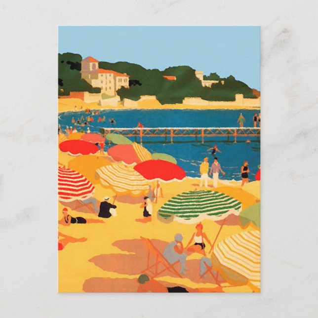 Postal de Ilustracion de playa de la Vieja Riviera (Anverso)