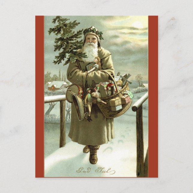 Postal de imagen de Papá Noel en Suecia (Anverso)