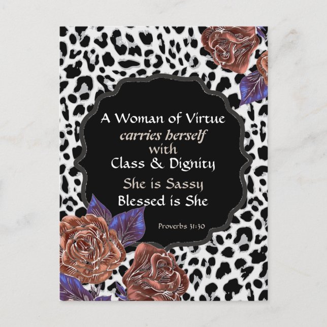 Postal de impresión de leopardo floral de la mujer (Anverso)