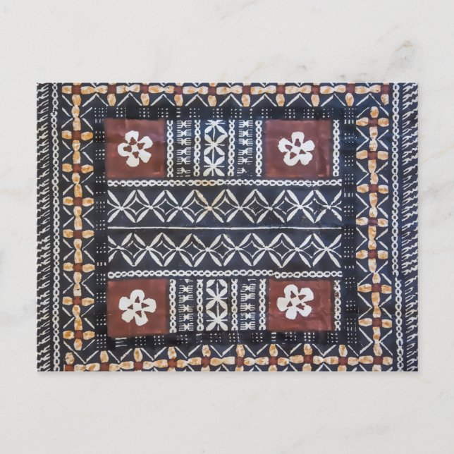 Postal de impresión de tela de Tapa de Fiyi (Anverso)