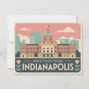 Postal de Indianápolis Vintage   Saludos desde