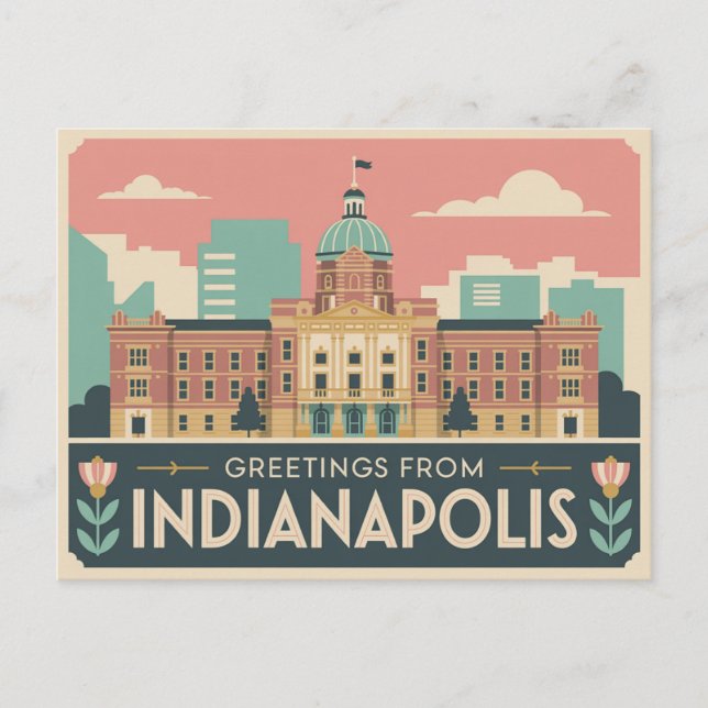 Postal de Indianápolis Vintage | Saludos desde (Anverso)