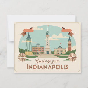 Postal de Indianápolis Vintage   Saludos desde
