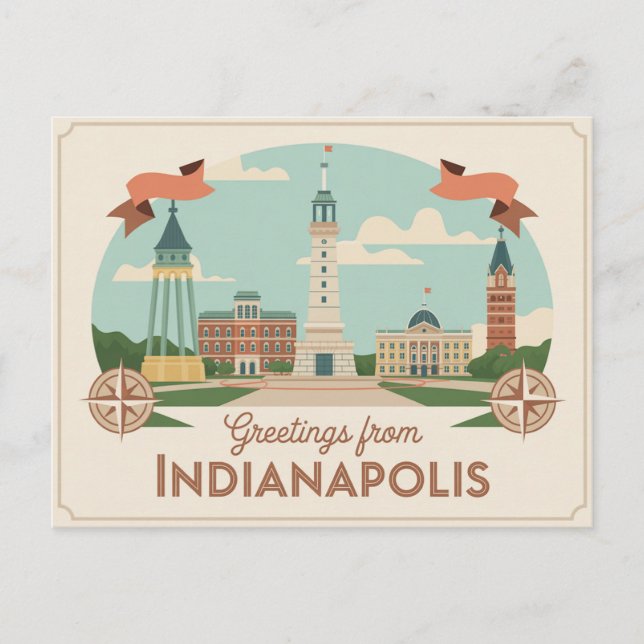 Postal de Indianápolis Vintage | Saludos desde (Anverso)