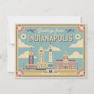 Postal de Indianápolis Vintage   Saludos desde