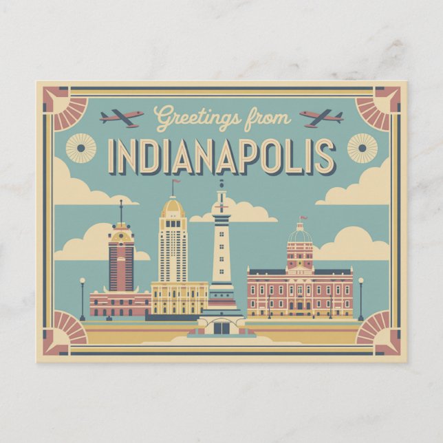 Postal de Indianápolis Vintage | Saludos desde (Anverso)