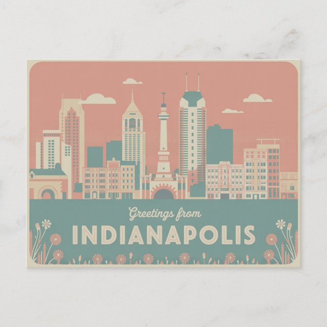 Postal de Indianápolis Vintage | Saludos desde (Anverso)