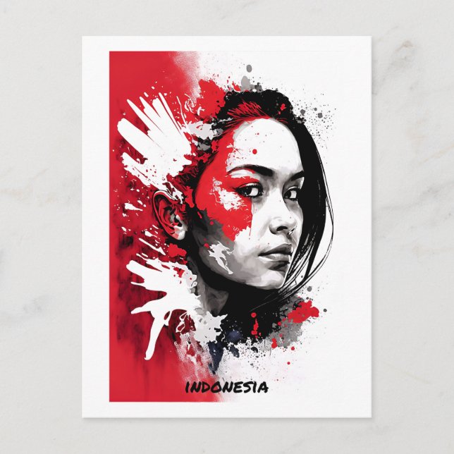 Postal de Indonesia - Retrato - Mundo de las mujer (Anverso)