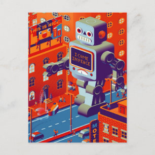 postal de invasión de robots