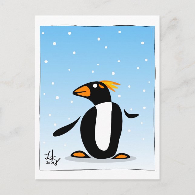 Postal de invierno pingüino (Anverso)