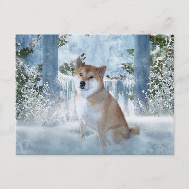 Postal de invierno Shiba Inu (Anverso)