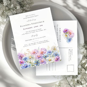 Postal De Invitación 100.º cumpleaños Septiembre Flower Mes de nacimien