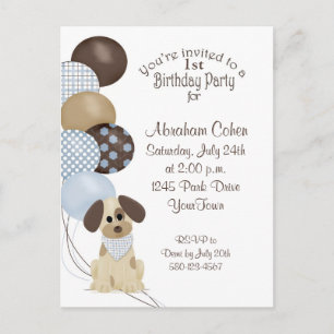 Postal De Invitación 1.ᵉʳ Fiesta de cumpleaños con pipa y globos