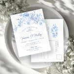Postal De Invitación 21.ª Fiesta de cumpleaños Dusty Blue Rosa Floral<br><div class="desc">Elegante rosa azul floral 21ª rosa de cumpleaños floral invitación postal.</div>