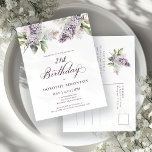 Postal De Invitación 21.ª Fiesta de cumpleaños Flor de Lino Purple Spri<br><div class="desc">Las lilatas moradas de acuarela suave crean una invitación de cumpleaños 21 en primavera de bonito. La caligrafía añade una estética elegante. Forma parte de la colección Purple Spring Lilac Flower. Le permite elegir un tema y, a continuación, crear fácilmente una suite de invitados única, carteles de bienvenida y decoración...</div>