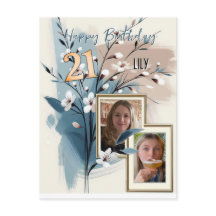 21 cumpleaños Almond flor crema azul