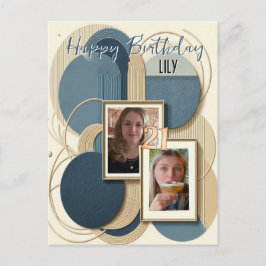 Postal De Invitación 21 cumpleaños Almond floración crema azul Invitaci