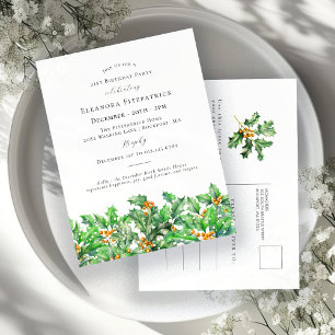 Postal De Invitación 21 Cumpleaños Holly Diciembre Flower Mes de Nacimi