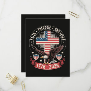 Postal De Invitación 250 Aniversario USA Fe Libertad 4 de Julio