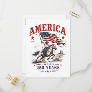 Postal De Invitación 250 Años América 1776 2026 Vaquero Patriótico