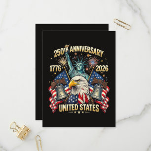 Postal De Invitación 250 años aniversario americano 1776-2026 bandera d