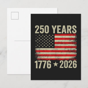 Postal De Invitación 250 Años Bandera Americana 1776-2026