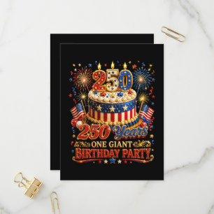 Postal De Invitación 250 años Un Cumpleaños Gigante 250 Aniversario EE.