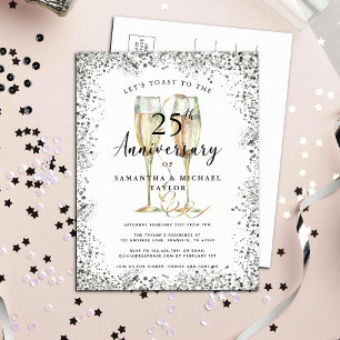 Postal De Invitación 25 Aniversario del Boda de Plata Moderna