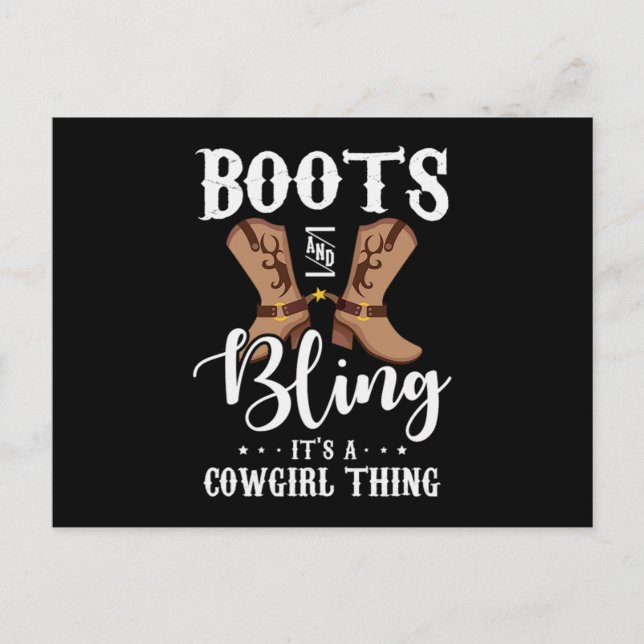Postal De Invitación 27. Boots Y Bling It A Cowgirl Thing (Anverso)