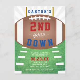 Postal De Invitación 2.º cumpleaños del tema del fútbol