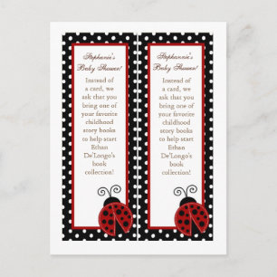 Postal De Invitación 2 "Book Marks" Red Ladybug