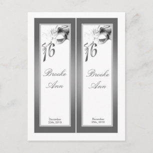 Postal De Invitación 2 fiesta de plata del blanco del dulce 16 de las