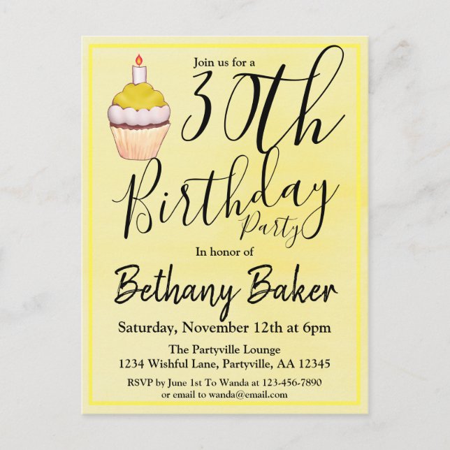 Postal De Invitación 30.º Aniversario de la Acuarela del Pastel Amarill (Anverso)