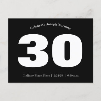 Postal De Invitación 30.º cumpleaños del hombre