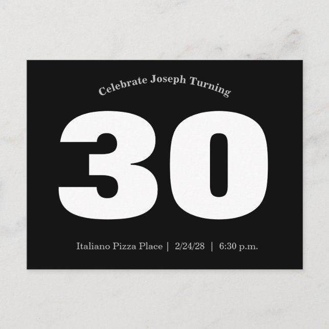 Postal De Invitación 30.º cumpleaños del hombre (Anverso)