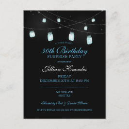 Postal De Invitación 30.º cumpleaños Elegante Blue Mason Jar Bright Fun