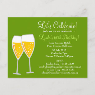POSTAL DE INVITACIÓN 311 CHAMPAGNE CELEBRACIÓN VERDE