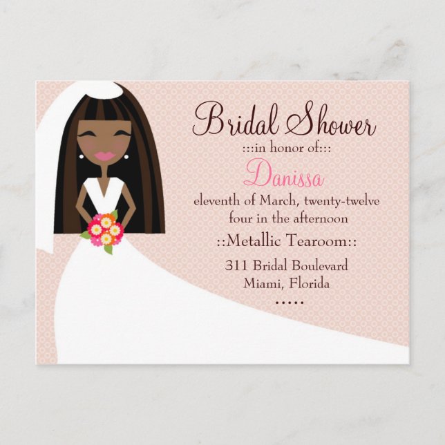 POSTAL DE INVITACIÓN 311 DEMASIADO CUTIE DANISSA BRIDE AFRICAN AMERICAN (Anverso)