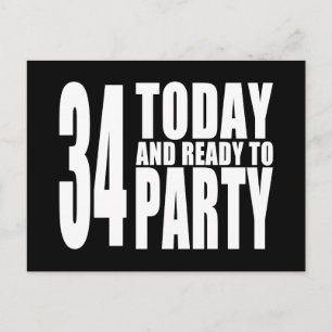 Postal De Invitación 34 Fiestas de cumpleaños: 34 hoy y listos para el 